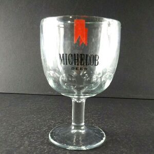 Michelob Beer Goblet Footed Thumbprint Heavy Stem Drinking Glass 6"